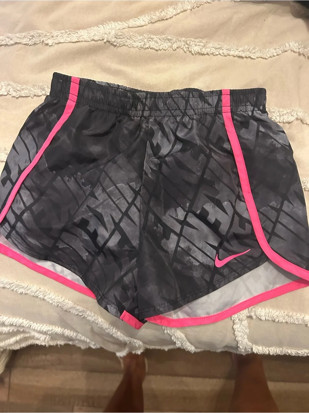 Nike Black Athletic Shorts with Pink Trim